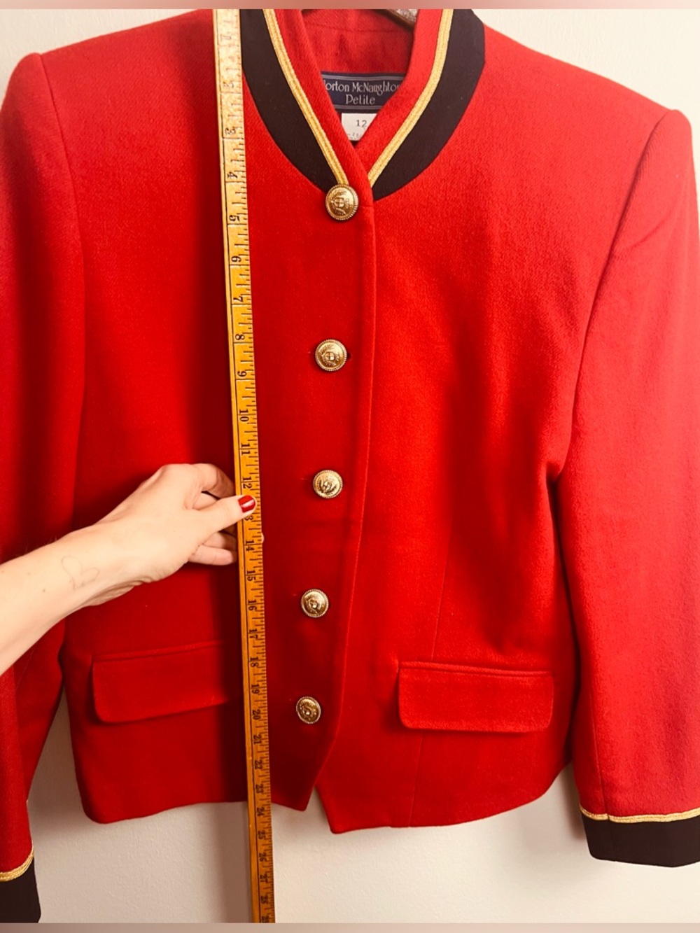 Vintage Norton McNaughton Red Petite Blazer – Military-Inspired – Size 12 - Picture 10 of 15